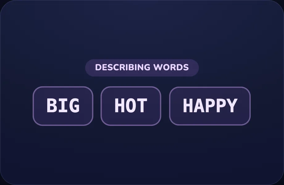 Adjectives step of Describing Words (examples view)