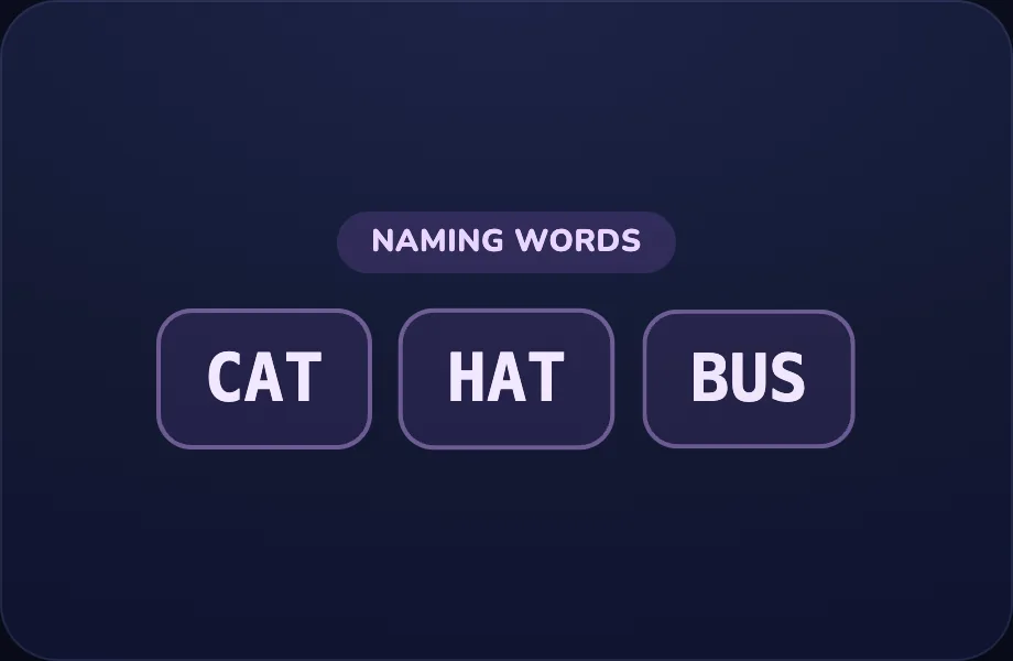 Nouns step of Naming Words (examples view)