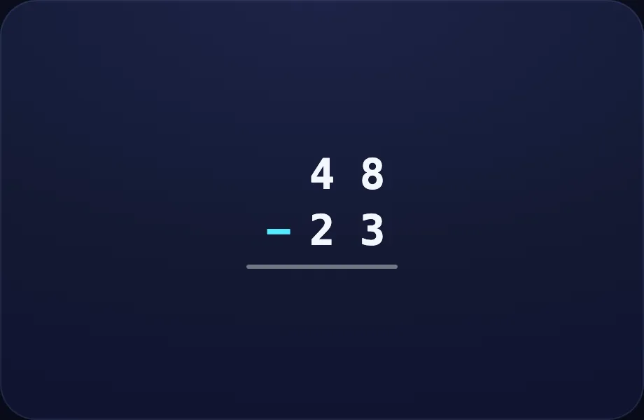 Stack them step of Long Subtraction (column view)