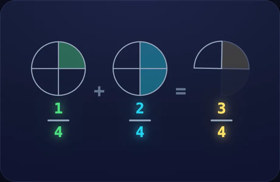 Same bottom step of Add Alike Fractions (addfrac view)