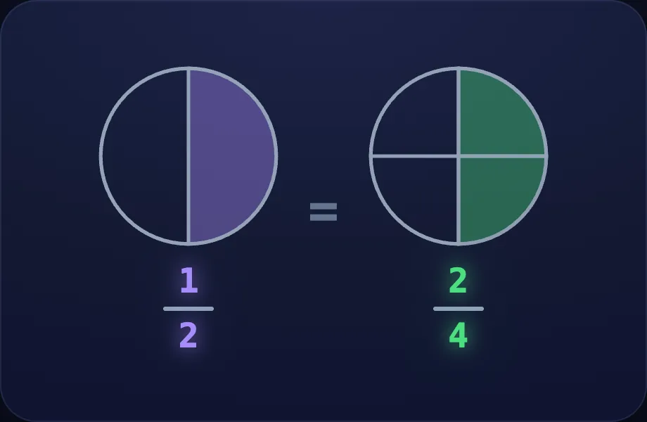 Half step of Equivalent Fractions (equiv view)