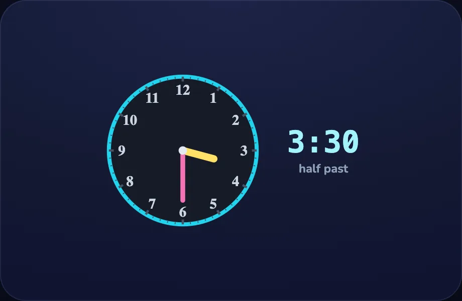 Half past step of Telling Time (clock view)