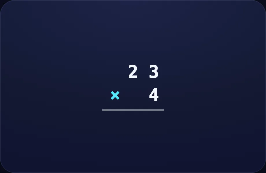 Set it up step of Multiply ×1 Digit (column view)